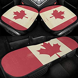 Car Ice Seat Cushion Universal Vintage Canada Flag Car Seat Cover Ultrathin Seat Pad Mat for Automobiles Accessories Office Chair Seat Protector Four Season Black