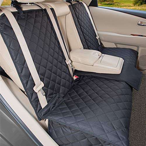 YESYEES Waterproof Dog Car Seat Covers Pet Seat Cover Nonslip Bench Seat Cover Compatible for Middle Seat Belt and Armrest Fits Most Cars, Trucks and SUVs(Black)