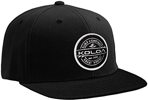 Joe's USA Koloa Surf Thruster Patch Logo Solid Snapback Hat-Black/w