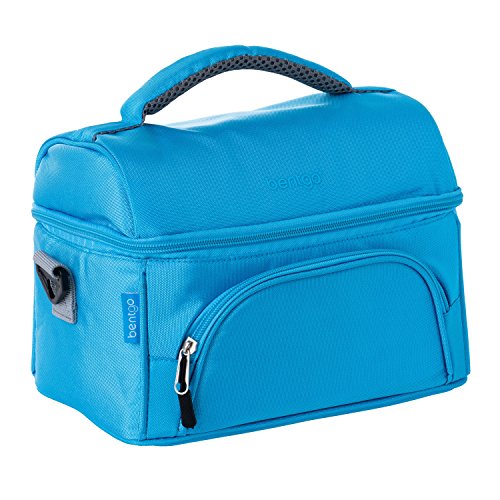 Bentgo Deluxe Lunch Bag (Blue) - Insulated Lunch Tote for Work and School with Top and Main Compartments, 2-Way Zipper, Adjustable Strap, and Front Pocket - Fits All Bentgo and Other Lunch Boxes