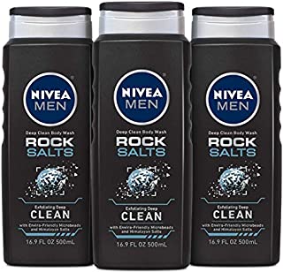 NIVEA Men Deep Rock Salts Body Wash - Exfoliating Deep Clean with Himalayan Salt - 16.9 fl. Oz. Bottle (Pack of 3)