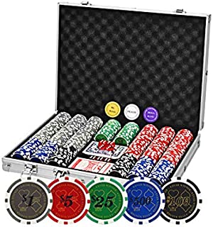 4everwinner Poker Chip Set 500PCS Professional Poker Set 11.5 Gram Casino Chips with Denominations, for Texas Holdem Blackjack Gambling Poker Set with Aluminum Case