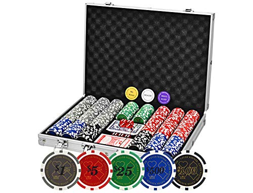 4everwinner Poker Chip Set 500PCS Professional Poker Set 11.5 Gram Casino Chips with Denominations, for Texas Holdem Blackjack Gambling Poker Set with Aluminum Case