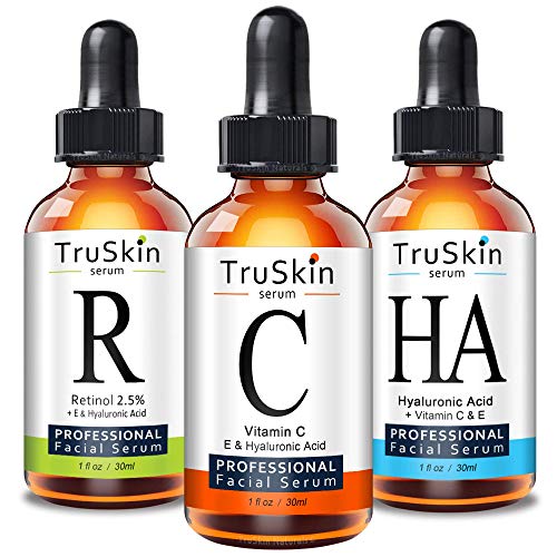 TruSkin Age Defying 3-Pack Bundle with Vitamin C Serum, Retinol Serum and Hyaluronic Acid