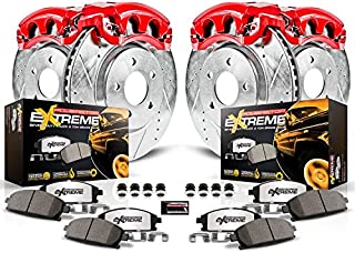 Power Stop KC5468-36 Z36 Truck & Tow Front and Rear Caliper Kit-Drilled/Slotted Brake Rotors, Carbon-Fiber Ceramic Brake Pads, Calipers