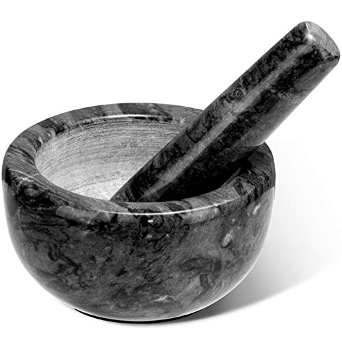 Tera Mortar and Pestle Set Marble Small Bowl Solid Stone Grinder Spice Herb Grinder Pill Crusher Black