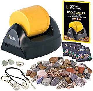 NATIONAL GEOGRAPHIC Starter Rock Tumbler Kit - Rock Polisher for Kids and Adults, Complete Rock Tumbler Kit, Durable Leak-Proof Tumbler, Rocks, Grit, and 5 Jewelry Fastenings, A Great STEM Hobby