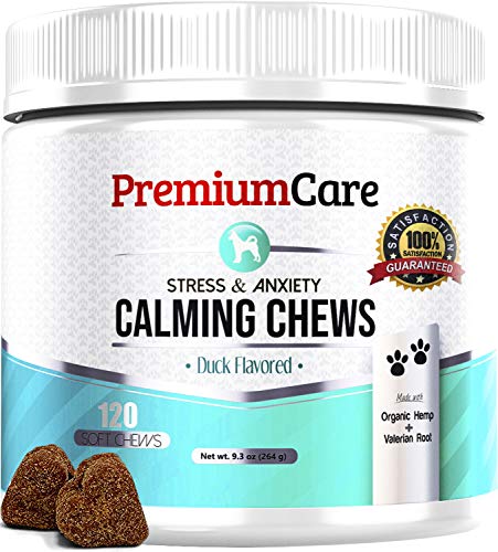 Hemp Calming Treats for Dogs - Made In USA - Helps With Dog Anxiety, Separation, Barking, Stress Relief, Thunderstorms and More - Natural Calming Relaxer for Aggressive Behavior - 120 Chews