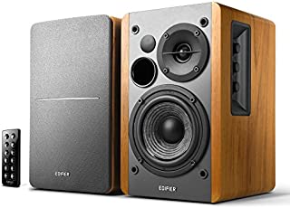 Edifier R1280DB Powered Bluetooth Bookshelf Speakers - Optical Input - Wireless Studio Monitors - 4 Inch Near Field Speaker - 42w RMS - Wood Grain