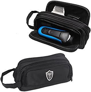 Damero Travel Organizer, Men Grooming Storage Bag with Two Compartments for Electronic Shaver, Hair Clipper, Beard Trimmer and Attachment, Roomy, Lightweight and Portable, Black