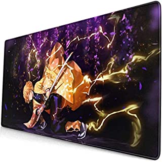 Anime Demon Slayer Large Gaming Mouse Pad XL Size (800x400mm) Extended Mouse Mat/Desk Pad with Non-Slip Rubber Base, Special-Textured Surface for Keyboard and Mouse (A)