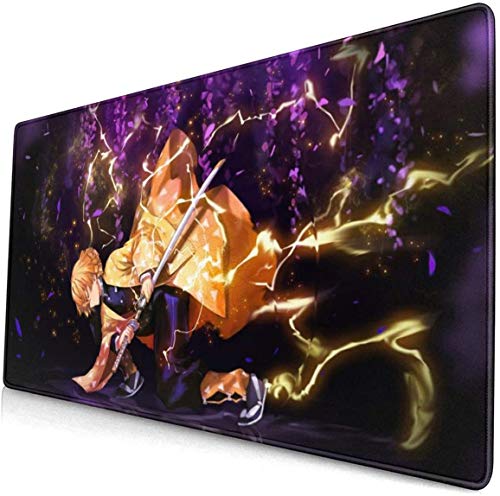 Anime Demon Slayer Large Gaming Mouse Pad XL Size (800x400mm) Extended Mouse Mat/Desk Pad with Non-Slip Rubber Base, Special-Textured Surface for Keyboard and Mouse (A)