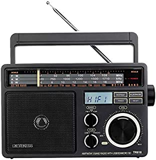 Retekess TR618 Shortwave Radio, Radios Portable AM FM, Transistor Radio Powered by 3 D Battery or AC, Support Earphone Jack, TF and USB Port