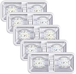 5 Pack Leisure LED RV LED Ceiling Double Dome Light Fixture with ON/OFF Switch Interior Lighting for Car/RV/Trailer/Camper/Boat DC 12V Natural White 4000-4500K 48X2835SMD (Natural White 4000-4500K, 5)