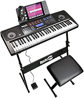 RockJam 61 Key Keyboard Piano With Touch Display Kit, Keyboard Stand, Piano Bench, Sustain Pedal, Headphones, Simply Piano App & Keynote Stickers