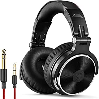 OneOdio Wired Over Ear Headphones Studio Monitor & Mixing DJ Stereo Headsets with 50mm Neodymium Drivers and 1/4 to 3.5mm Audio Jack for AMP Computer Recording Phone Piano Guitar Laptop - Black