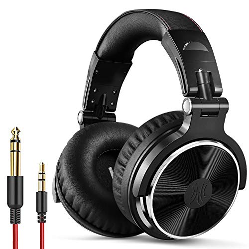 OneOdio Wired Over Ear Headphones Studio Monitor & Mixing DJ Stereo Headsets with 50mm Neodymium Drivers and 1/4 to 3.5mm Audio Jack for AMP Computer Recording Phone Piano Guitar Laptop - Black