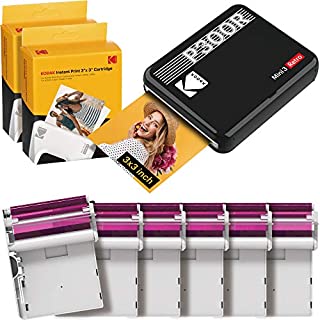 Kodak Mini 3 Square 3x3 Retro Portable Printer (60 Sheets) - Social Media Photo Instant Printer  Premium App iOS & Android Compatible  Wireless Connection  4PASS Technology - Black