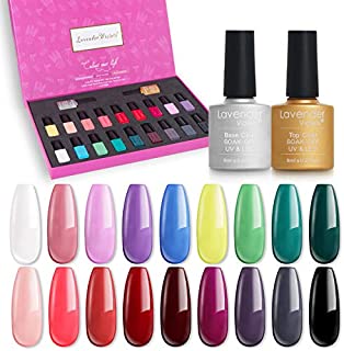 Lavender Violets Soak-off UV Gel Nail Polish Kit with Base Top Gel 18 Colors Nail Gel for Home Nail Salon Nail Art 997