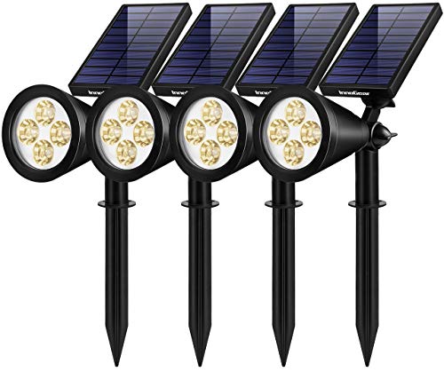 InnoGear Solar Lights Outdoor, Upgraded Waterproof Solar Powered Landscape Spotlights 2-in-1 Wall Light Decorative Lighting Auto On/Off for Pathway Garden Patio Yard Driveway Pool, Pack of 4 (Warm)