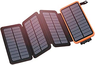 Solar Charger 25000mAh, Hiluckey Outdoor Portable Power Bank with 4 Solar Panels, Fast Charge External Battery Pack with Dual 2.1A Output USB Compatible with Smartphones, Tablets, etc.