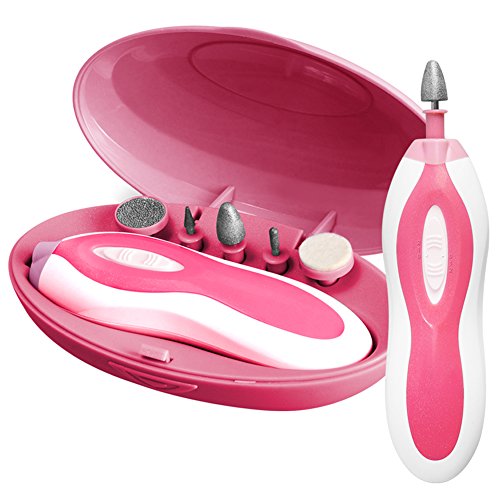 Manicure Drill Nail Buffer Electric Nail File Shaper Trimmer Cuticle Buffer for Fingernail Toenail (Pink)