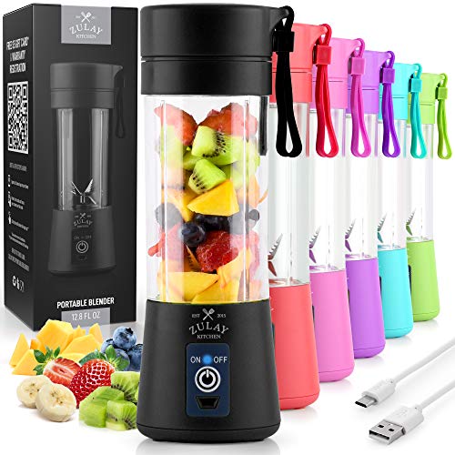 Zulay Portable Blender For Shakes And Smoothies - USB Rechargeable Portable Smoothie Blender Small For Travel - 13oz Capacity Personal Mini Blender Portable - Black