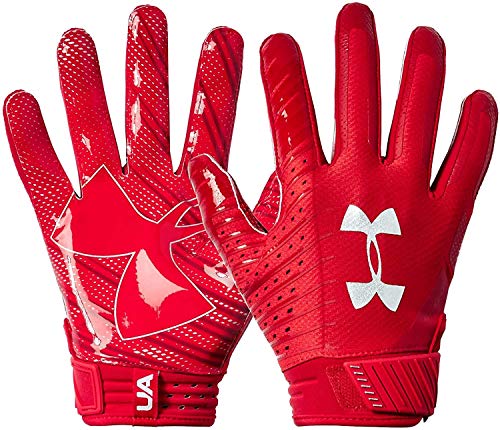 Under Armour Spotlight NFL Receiver GlueGrip Breathable Gloves - Red White - XL