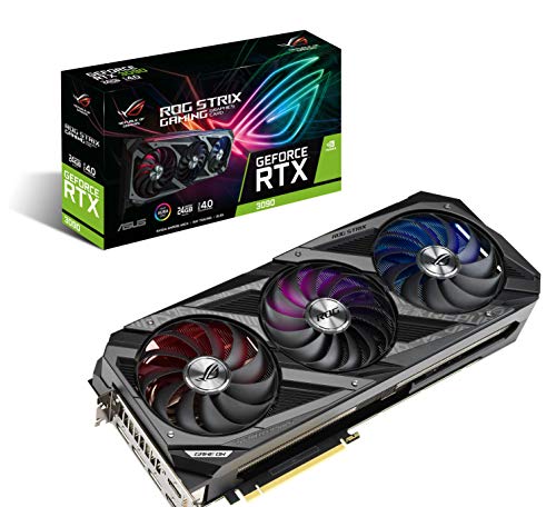 ASUS ROG Strix NVIDIA GeForce RTX 3090 OC Edition Gaming Graphics Card (PCIe 4.0, 24GB GDDR6X, HDMI 2.1, DisplayPort 1.4a, Axial-tech Fan Design, 2.9-Slot, Super Alloy Power II, GPU Tweak II)