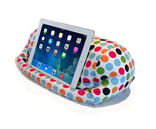 Lap PRO - Stand/Caddy, Universal Beanbag Lap Stand for iPad Pro, iPad Air,1,2,3 & All Tablets, E-Readers, Books & Magazines - Bed, Couch, Travel - Adjustable Angle; 0-89 deg. (Polkadot)