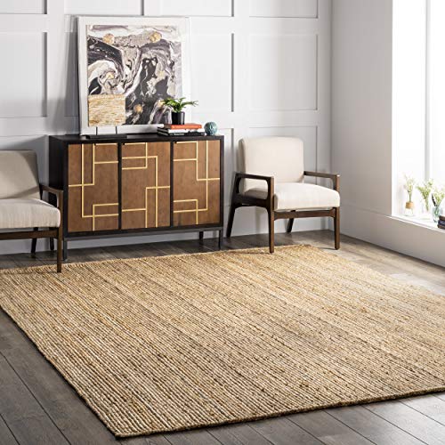 nuLOOM Rigo Hand Woven Jute Area Rug, 5' x 8', Natural