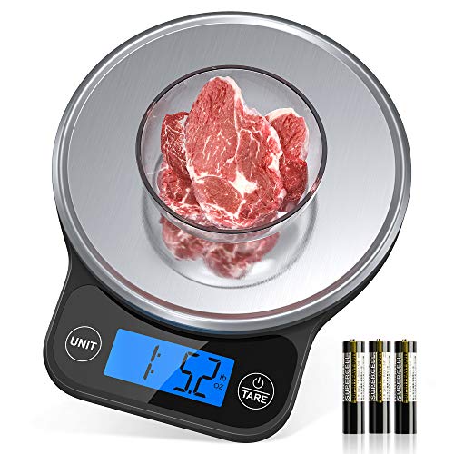 Nicewell Food Scale, High Accurate Digital Kitchen Scale with Pastry Mat, Scale Measures in Grams and Ounces 6kg 13lbs Max , with Premium Stainless Steel Platform and Large Backlit Display