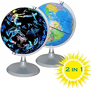 CYHO Illuminated World Globe - USB 2 in 1 LED Desktop World Globe, Interactive Earth Globe with World Map and Constellation View Fit for Kids Adults, Ideal Educational Geographic Learning Toy (G-1)