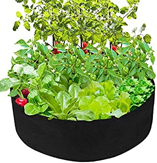 Pannow Raised Garden Bed, Fabric Raised Planting Bed Round Garden Grow Bag for Herb Flower Vegetable Plants (Black, Dia 36'' x H 12'')