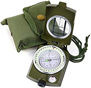 Sportneer Military Lensatic Sighting Compass with Carrying Bag, Waterproof and Shakeproof, Army Green