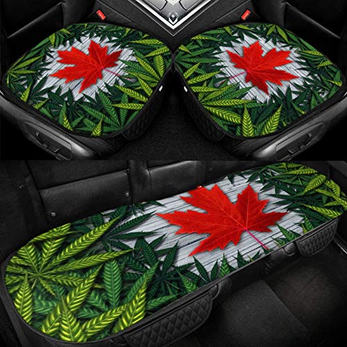 Car Ice Seat Cushion Universal Marijuana in The Canada Cannabis Car Seat Covers Ultrathin Seat Pad Mat for Auto Accessories Office Chair Seat Protector Four Season Black