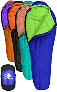 Hyke & Byke Eolus 0 Degree F 800 Fill Power Hydrophobic Goose Down Sleeping Bag with ClusterLoft Base - Ultra Lightweight 4 Season Men's and Women's Mummy Bag Designed for Backpacking