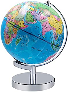 Illuminated World Globe for Kids, Educational Globe with Stand Built in LED Night Light Earth Map and Constellation View, 2 in 1 Interactive Educational Geographic Earth Globe Learning Toy, 8 Inch