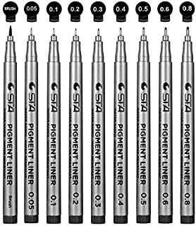 Precision Micro-Line Pens, Set of 9 Black Micro-Pen Fineliner Ink Pens, Waterproof Archival ink, Multiliner, Sketching, Anime, Artist Illustration, Technical Drawing, Office Documents