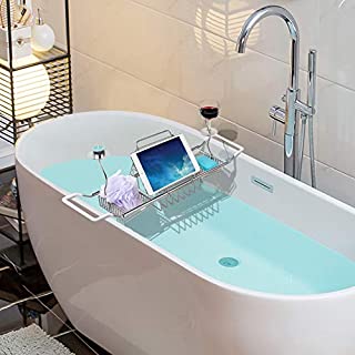 blitzlabs Bath Tub Caddy Stainless Steel Bathtub Tray with Wine Glass Shelf, Book Holder, Candlestick - Extending Handle Shower Organizer Rack - Bathroom Accessories