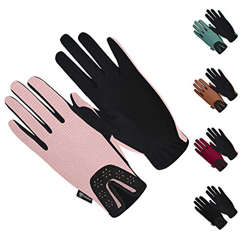 ChinFun Women Horse Riding Gloves Ladies Equestrian Gloves Anti-Slip Stretchable Sweat Absorbing Summer Winter Outdoor Sports Mittens Cycling Biking Driving Gardening Gloves Pink Size S