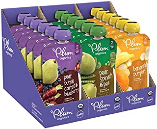 Plum Organics Stage 2, Organic Baby Food, Fruit and Veggie Variety Pack, 4 Ounce Pouches (Pack of 18)