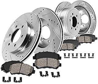 Callahan CDS02409 FRONT 350mm + REAR 348mm D/S 6 Lug [4] Rotors + Ceramic Brake Pads + Clips [ fits 2012 2013 2014 2015 2016 2017 Ford F150 | Raptor 4WD | SSV ]