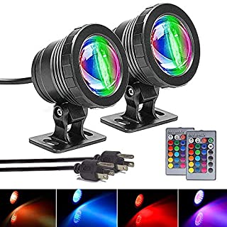 GOESWELL Submersible LED Lights Underwater 2Pack,Waterproof Outdoor Pond Lights with Remote Control,16 Color Changing Landscape Light Dimmable Spotlight for Aquarium Garden Pool Fountain Waterfall