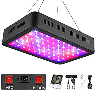 600W LED Grow Light, WAKYME Full Spectrum Plant Light with Veg and Bloom Double Switch, Thermometer Humidity Monitor, Adjustable Rope, Grow Lamp for Indoor Plants Veg and Flower(60pcs 10W LED)