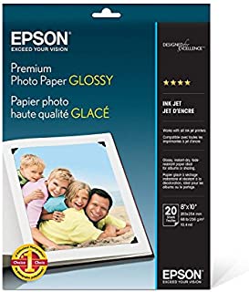 Epson Premium Photo Paper GLOSSY (8x10 Inches, 20 Sheets) (S041465),White