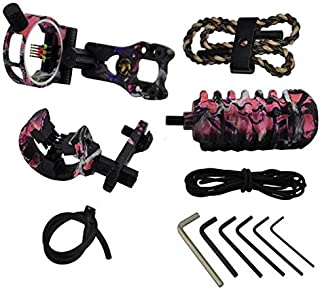 HANDBAIGE Archery Compound Bow Accessories Upgrade Combo Kit, 5-pin Bow Sight, Arrow Rest, Stabilizer, Braided Bow Sling, Peep Sight, D-Loop (Pink)