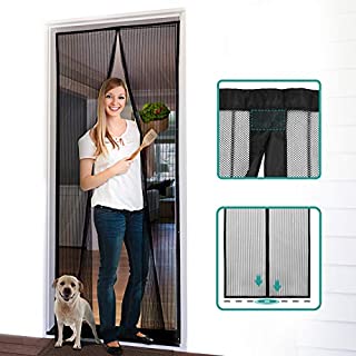 Homitt Magnetic Screen Door with Heavy Duty Mesh Curtain and Full Frame Hook&Loop, Hands Free, Pet and Kid Friendly, 39 x 83, Black