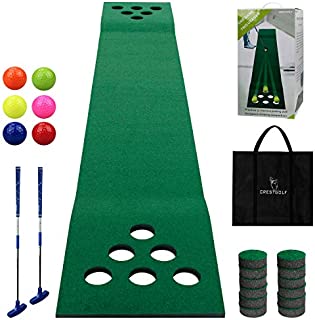 Crestgolf Golf Putting Green Mat,Practice Golf Putting Mat Game Set with 6 Golf Balls,12 Golf Hole Covers for Indoor&Outdoor Short Game Office Party Backyard Use (MatPutter)