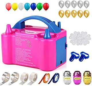 160 Pcs Balloon Pump KINBON Electric Portable Dual Nozzle Electric air Balloon Blower Pump, Electric Balloon Inflator for Party Birthday Wedding Festival(Rose Red 110V 600W)